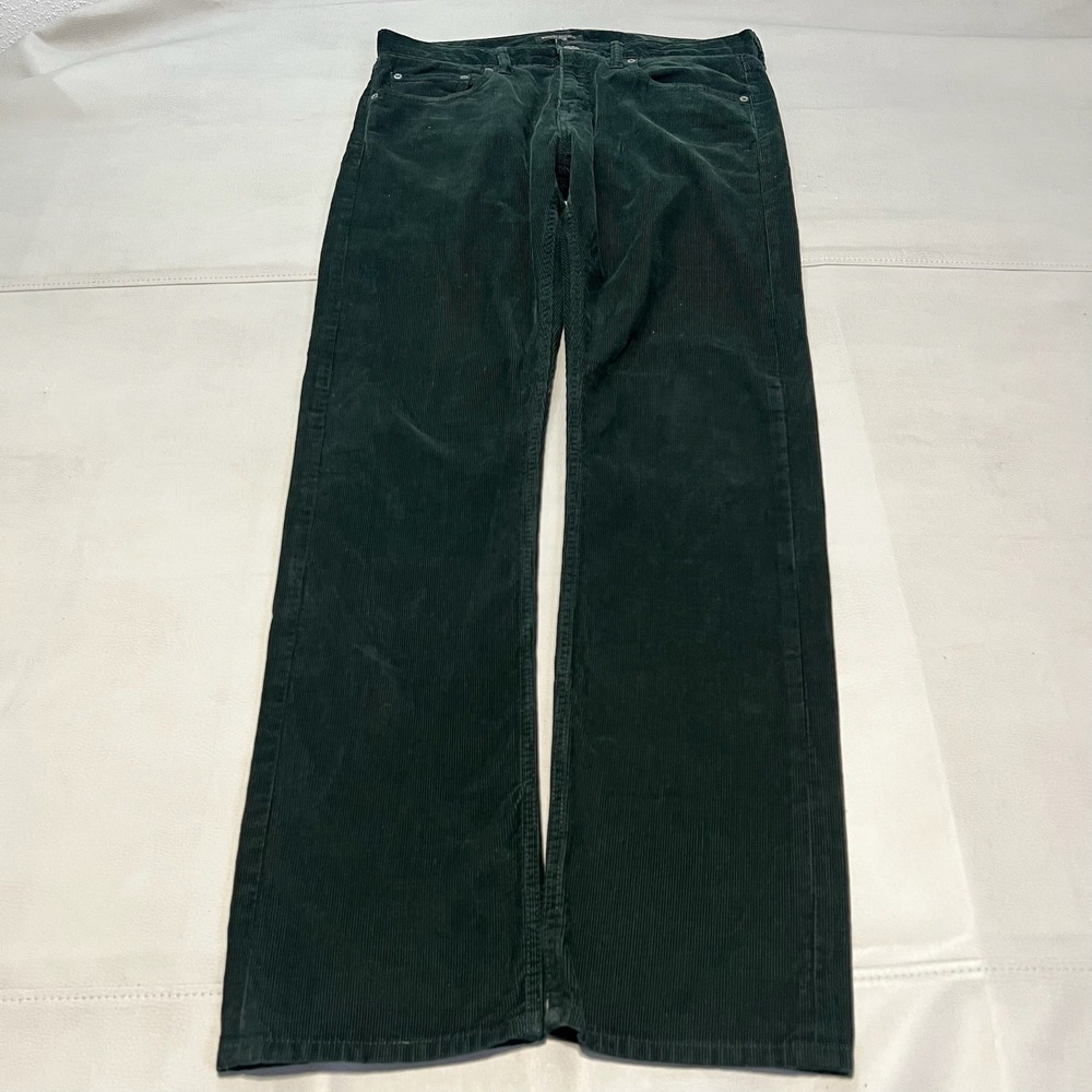 Banana Republic Pima Cotton Corduroy Pant Men 34x34 Earthtone Forest Green-3207